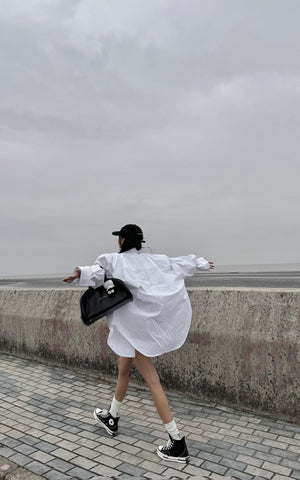 Oversized Shirt & Lace Trim Shorts Set