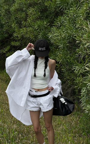 Oversized Shirt & Lace Trim Shorts Set