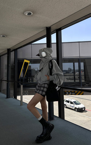 Oversized Hooded Zip-Up Sweatshirt