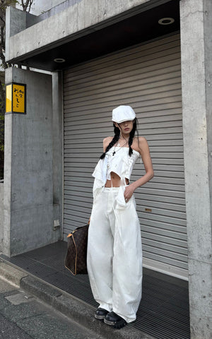 Dramatic Wide-Leg Floor-Length Pants