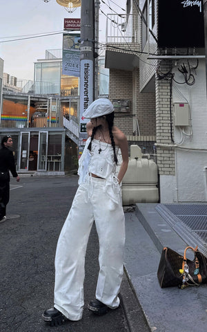 Dramatic Wide-Leg Floor-Length Pants
