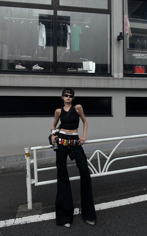 Low-Rise Flare Pants with Floor-Length Hem