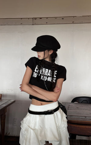 Asymmetrical Skirt with Lace Streamers