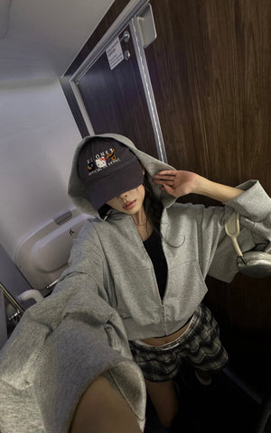 Oversized Hooded Zip-Up Sweatshirt