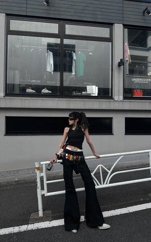 Low-Rise Flare Pants with Floor-Length Hem