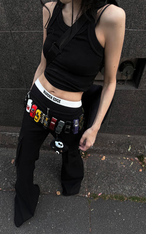 Low-Rise Flare Pants with Floor-Length Hem