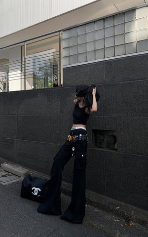 Low-Rise Flare Pants with Floor-Length Hem