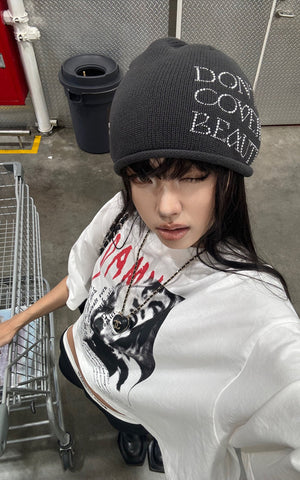Distressed Portrait Graphic Oversized Cropped Tee