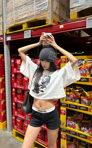 Contrast Waistband Fitted Mini Shorts for Streetwear Layering