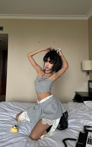 Grey Contrast-Layered Lounge Set