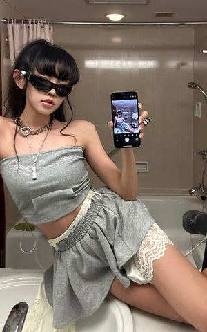 Grey Contrast-Layered Lounge Set