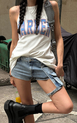 Utility Denim Shorts with 3D Pocket Detailing