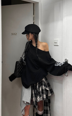 Asymmetrical Off-Shoulder Long Sleeve Top