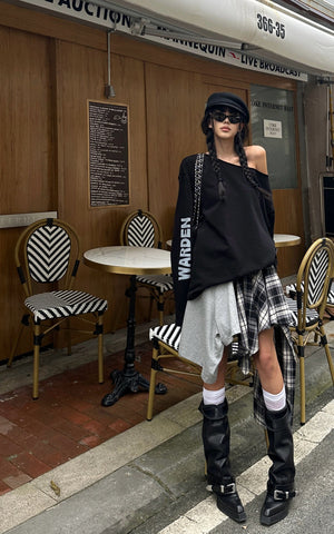 Asymmetrical Off-Shoulder Long Sleeve Top