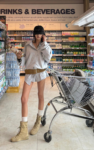 Oversized Shirt Jacket + Layered Shorts Set