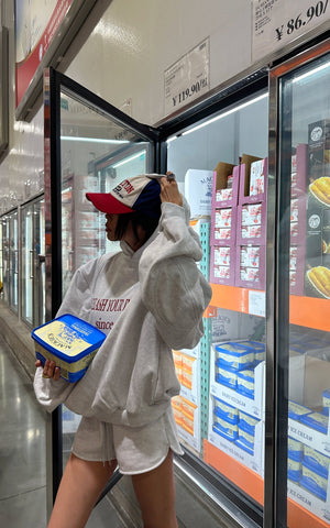 Retro Lettering Print Hoodie + High-Waisted Shorts Set