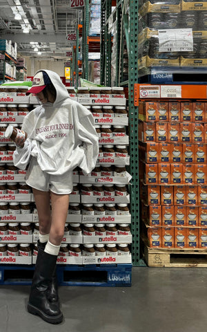 Retro Lettering Print Hoodie + High-Waisted Shorts Set