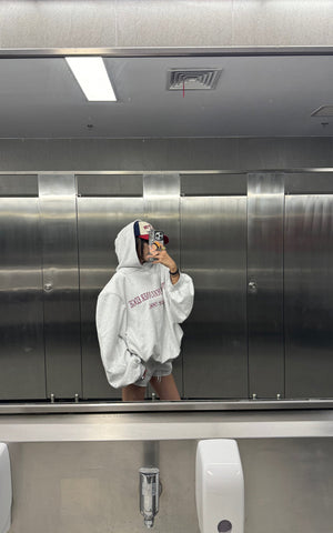 Retro Lettering Print Hoodie + High-Waisted Shorts Set