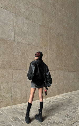 Belt-Print Mini Skirt