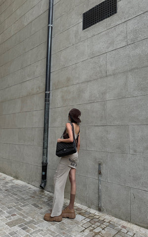 Asymmetrical Text Print Skirt