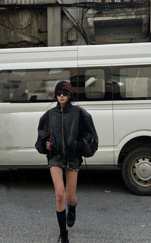 Belt-Print Mini Skirt