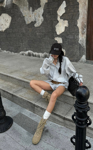 Oversized Shirt Jacket + Layered Shorts Set