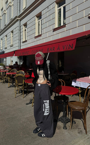 Retro Letter Print Baggy Sweatpants