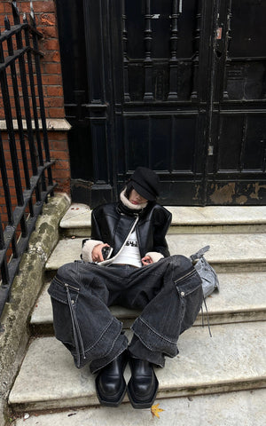 Multi-Pocket High-Rise Cargo Jeans