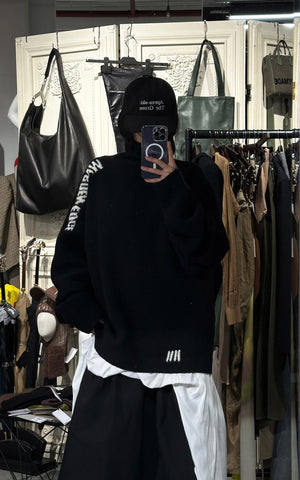 High-Neck Sweater with Embroidered Logo