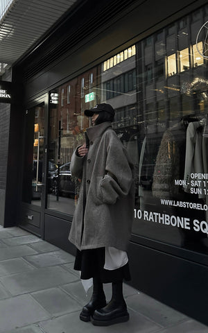 Oversized Wool Coat with Elevated Collar