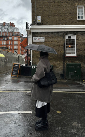 Oversized Wool Coat with Elevated Collar