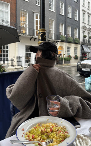 Oversized Wool Coat with Elevated Collar