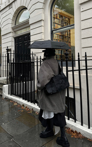 Oversized Wool Coat with Elevated Collar