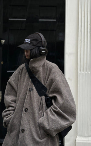 Oversized Wool Coat with Elevated Collar