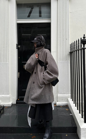 Oversized Wool Coat with Elevated Collar