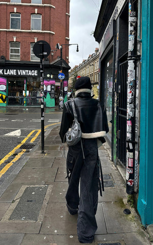 Faux Shearling Leather Jacket