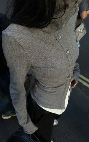 High Neck Layered Effect Long-Sleeve Top