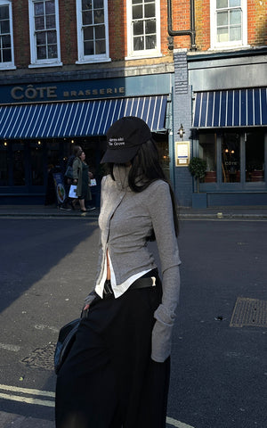 High Neck Layered Effect Long-Sleeve Top