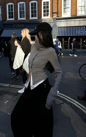 High Neck Layered Effect Long-Sleeve Top