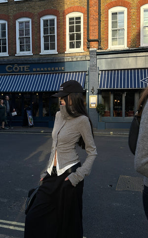 High Neck Layered Effect Long-Sleeve Top