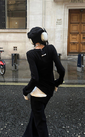 Black Two-Layered Long Sleeve Top
