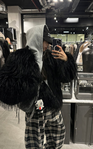 Faux Fur Contrast-Layered Jacket