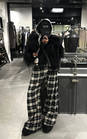 Faux Fur Contrast-Layered Jacket