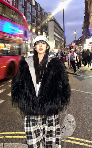 Faux Fur Contrast-Layered Jacket