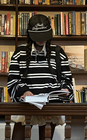 Black Striped Polo Knit T-Shirt