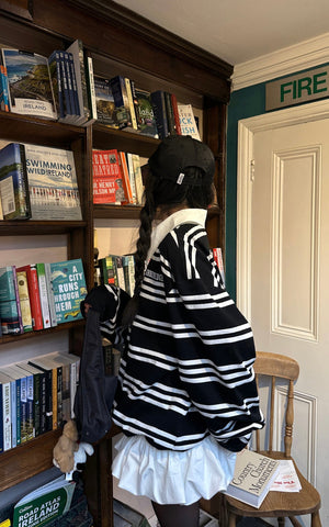 Black Striped Polo Knit T-Shirt