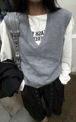 Layered V-Neck Knit Vest