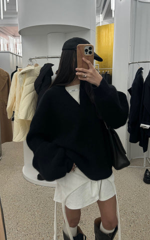 Layered V-Neck Knit Sweater