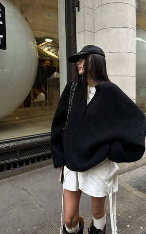Layered V-Neck Knit Sweater