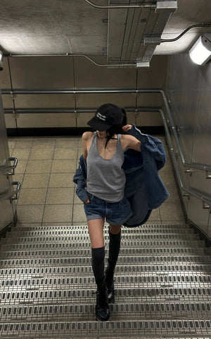 Denim Layered Set â€?Jacket, Shorts & Tank